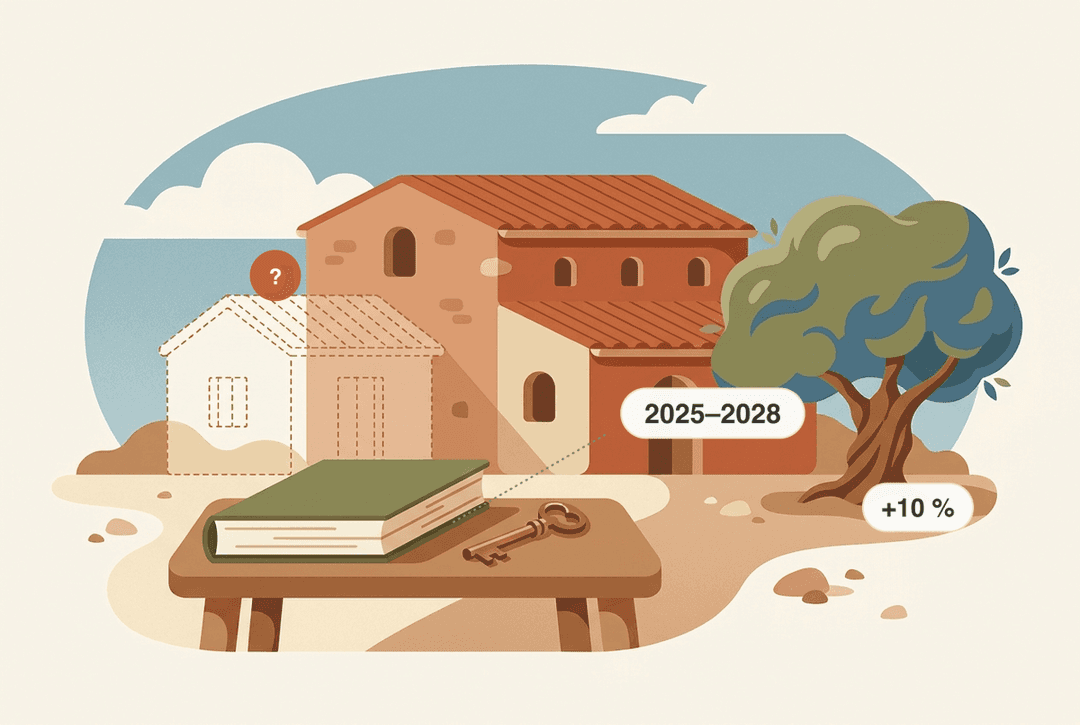 Fora de ordenação em Maiorca: finca com uma parte do edifício tolerada, mas não legalizada — imagem ilustrativa sobre proteção de situações existentes e riscos na compra