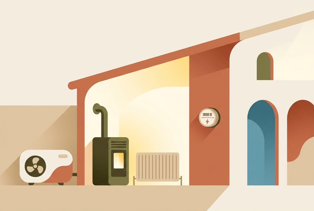 Aquecimento em Maiorca em 2026: eletricidade, gás, pellets e bomba de calor
