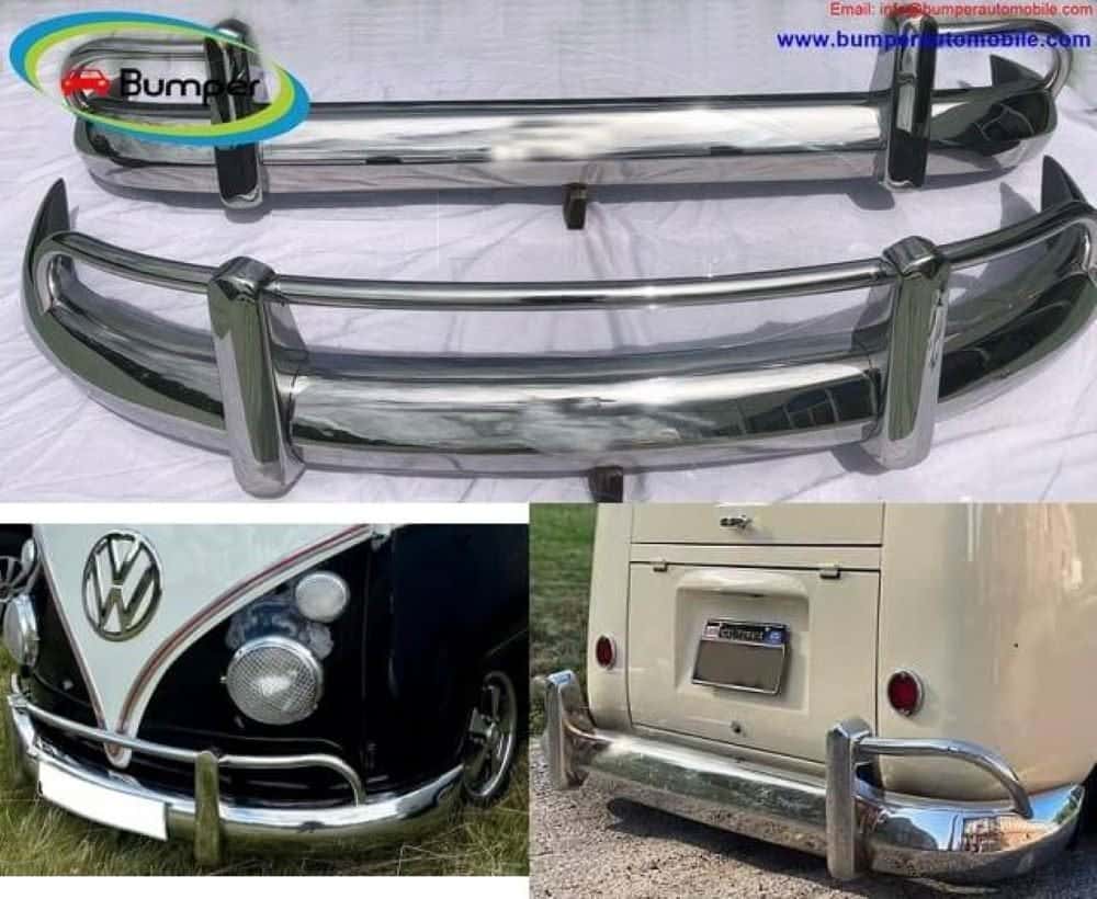 Volkswagen T1 Bus z dzieloną przednią szybą (1950-1968), amerykańskie zderzaki