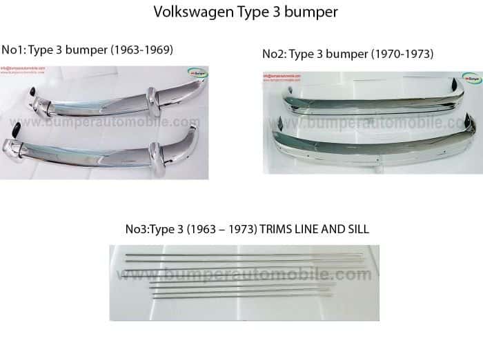 Zderzak i listwy ozdobne do Volkswagen Typ 3 (1963–1971) ze stali nierdzewnej